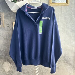 Champion Dark Blue Half-Button Sweatshirt